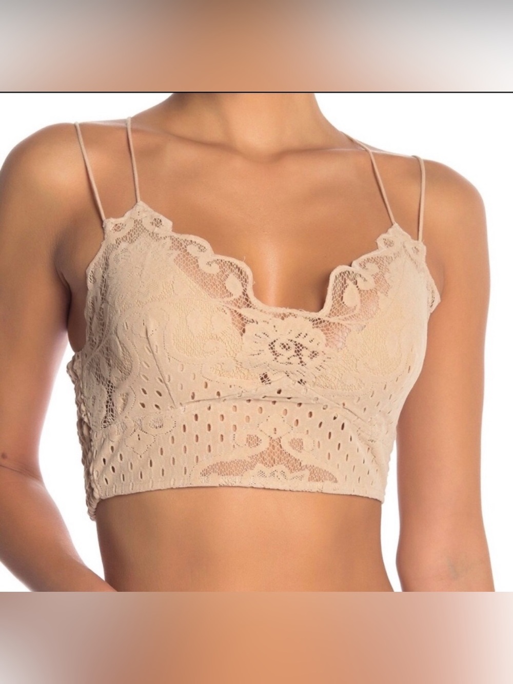 NWOT Free People Lace Crop Bralette - Beige